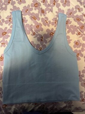 Light Blue Ribbed Crop Tank Top - Women's Crop Top